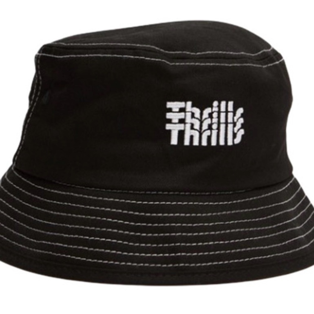 Thrills Black Bucket Hat with White Embroidered Logo